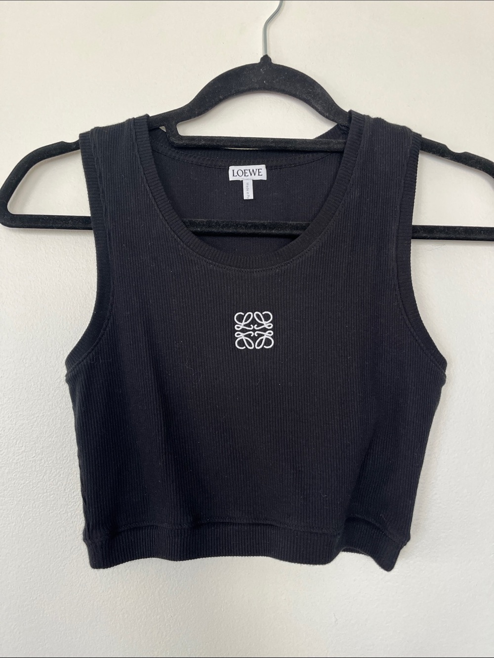 Loewe Black Ribbed Anagram Cropped Tank- LIKE NEW